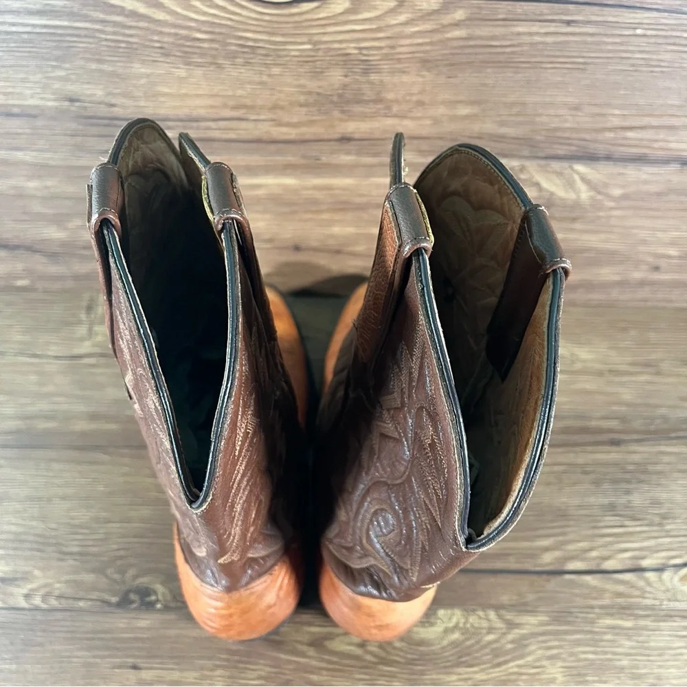 Montana Ostritch Leather Cowboy Boots Men’s Size 9E Shoes‎ Western